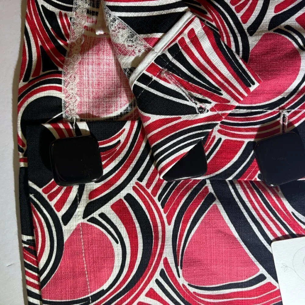 NEW W/ TAGS Tibi Red Pink Black Button Front Skirt Size 2